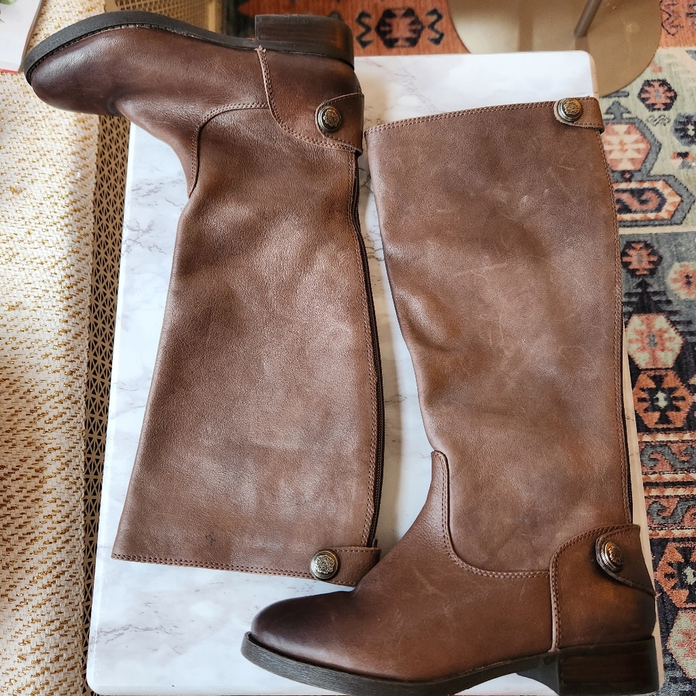 Auturo Chiang Brown Leather Knee Boot Size 5.5 NWOB
